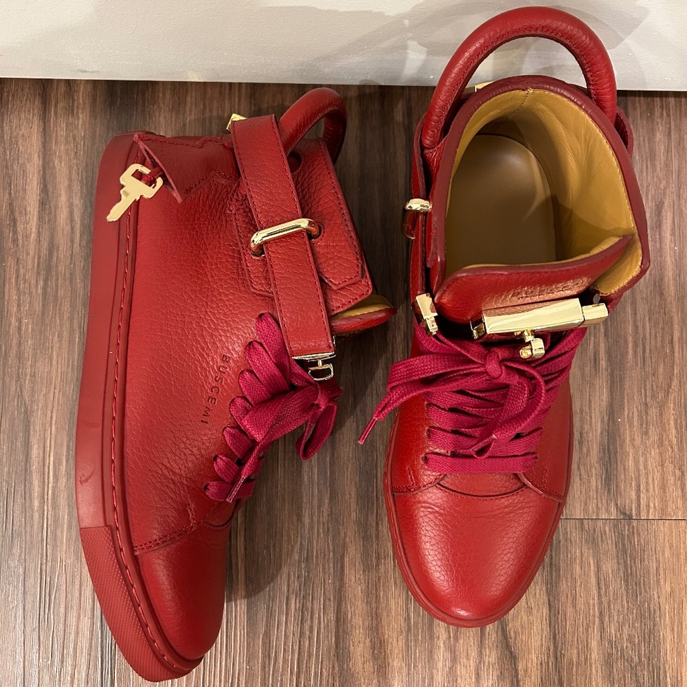 Buscemi Womens Alce Red 100MM Leather Sneakers size 37 (US 7)